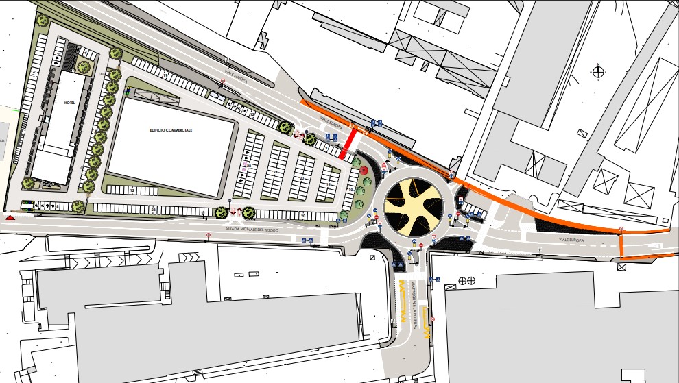 Al via il cantiere per la realizzazione di una rotatoria tra viale Europa e strada vicinale del Tesoro