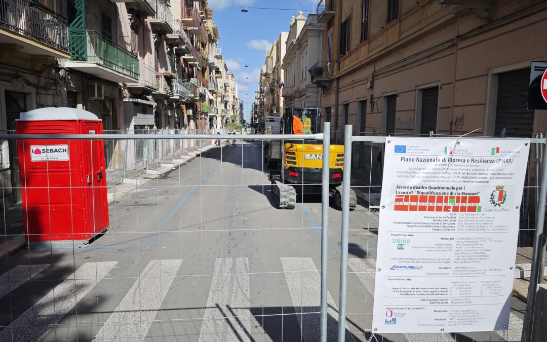 Riqualificazione di via Manzoni: consegnato questa mattina il cantiere con la chiusura al traffico del tratto tra corso Italia e via Crisanzio