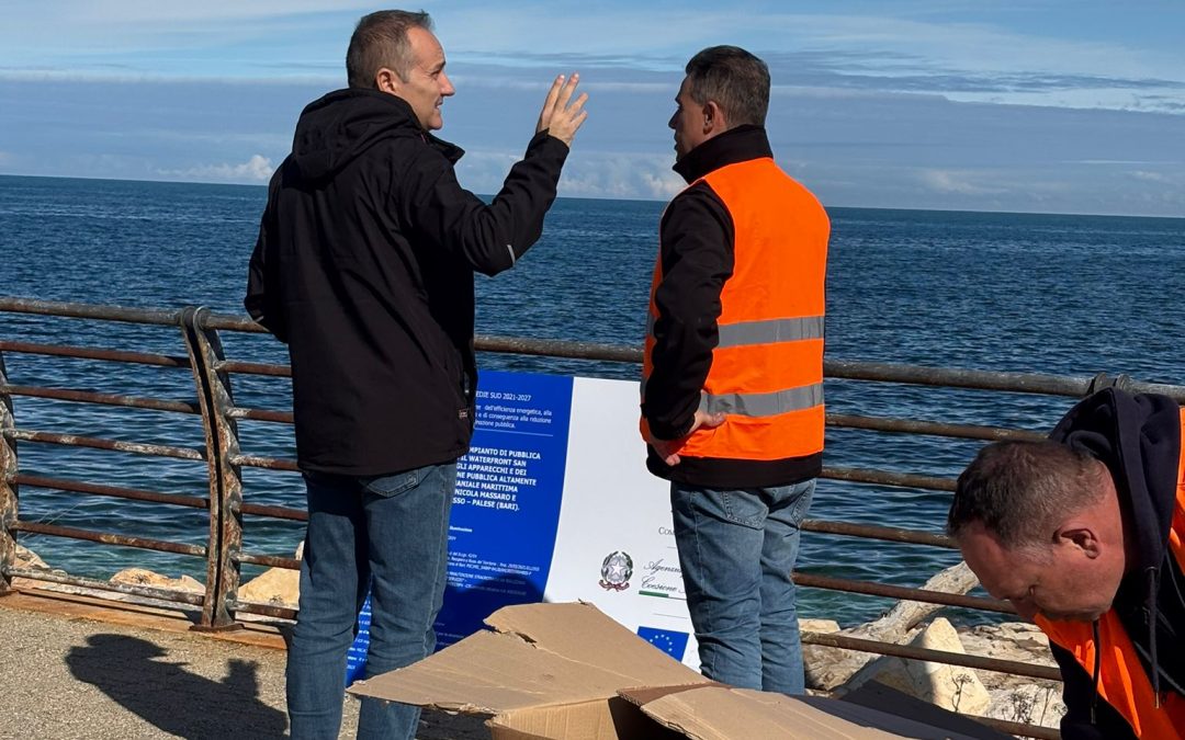 Riqualificazione e potenziamento degli impianti di pubblica illuminazione sul lungomare di Palese: oggi il sopralluogo