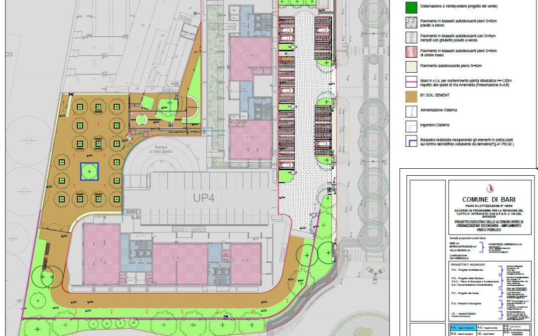 La giunta approva l’intervento di ampliamento di parco Bonomo con un’area attrezzata a verde e parcheggio nell’ambito delle opere di urbanizzazione secondaria dell’accordo di programma INED