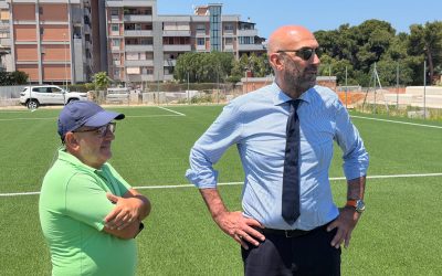 Parco Bellavista: stamattina il sopralluogo del Sindaco Leccese sul manto erboso del primo campo di calcio